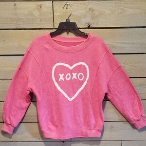 XOXO Heart Design Pink Crew Neck Sweat Shirt
